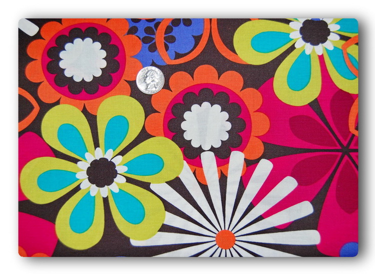 Bright Summer Flowers on Brown-