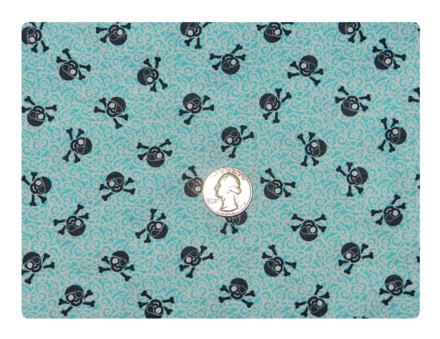 Tiny Pirate Skulls on Turquoise-