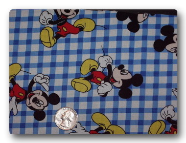 Mickey on Blue Gingham-
