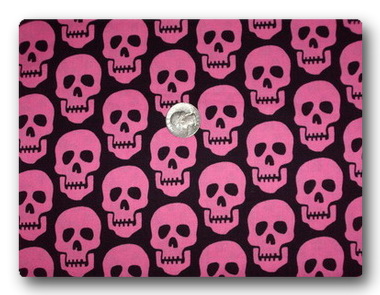 Pink Skulls on Dark Brown-