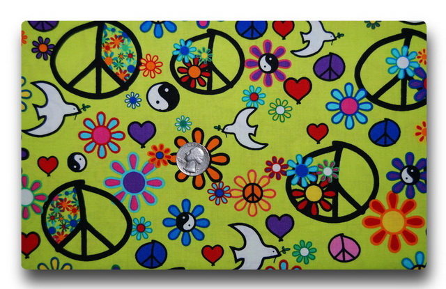 Peace Love and Happiness on Green-