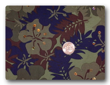 Hawaiian Camo Flowers with Gold and Sequins-