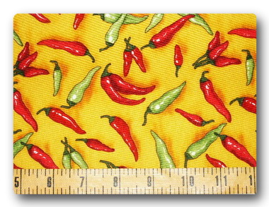Green and Red Chilis on Yellow-