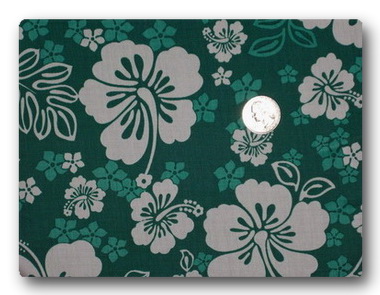 Hawaiian Flowers on Green-