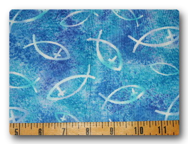 Christian Fish-White on Blue and Purple-