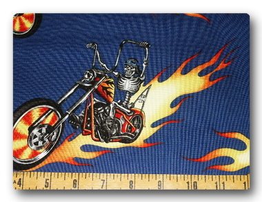 Biker Skeletons on Blue-